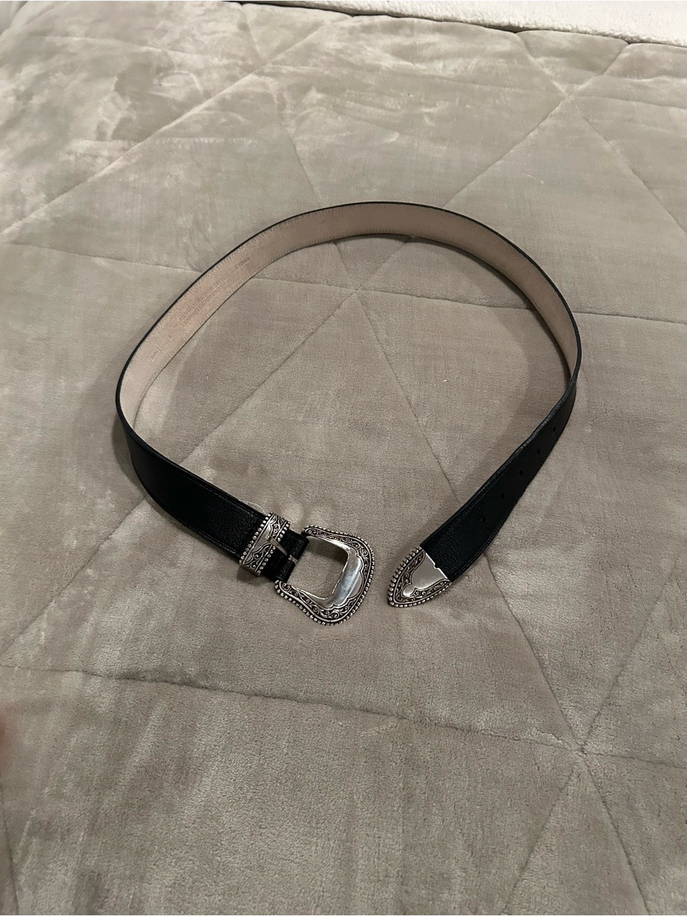 Black Women's Western Buckle Belt with Silver Hardware